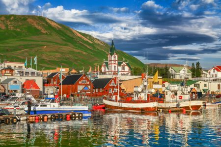 Beautiful,View,Of,The,Historic,Town,Of,Husavik,With,Traditional