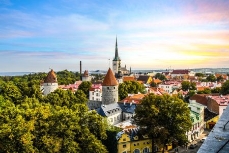 Late,Afternoon,Sunset,View,Overlooking,The,Medieval,Walled,City,Of